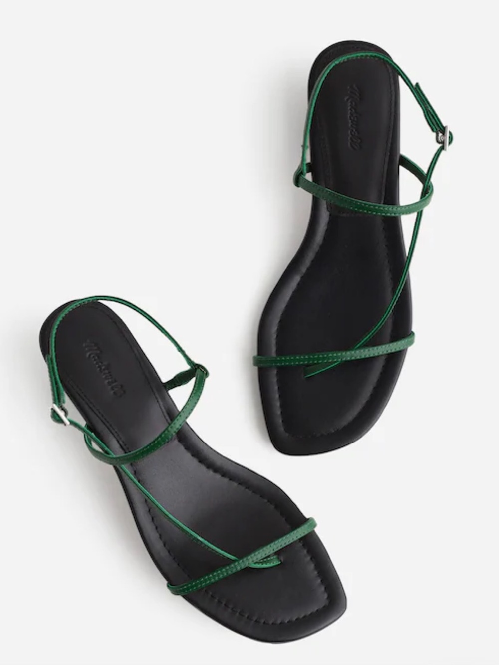 NWOT Madewell The Maycie Asymmetric T-Strap Sandal, 8.5 (green/black)